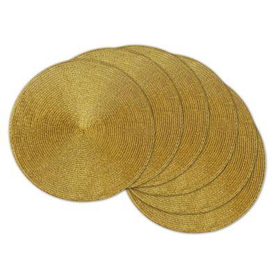 Design Imports Round Woven Metallic Placemats in Gold (Set of 6)