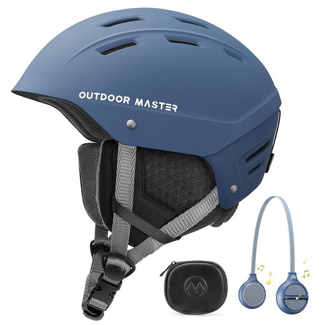 OutdoorMaster Kelvin II Ski Helmet and Wireless Bluetooth Set - Adjustable Fit Snowboard Helmet with Drop-in Headphone - Snow Sports Helmet for Men Women & Youth