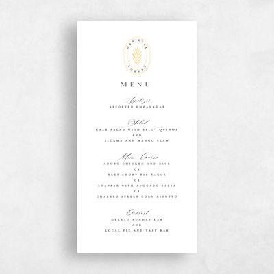 White Wedding Menu - Visby Foil