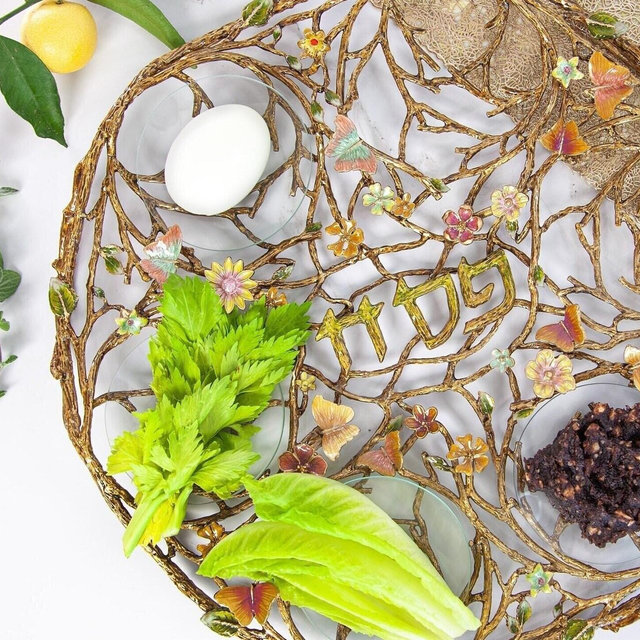 Seder Plate Blooming Spring, Passover Seder Plate Modern Jewish Art Pesach Plate Seder Centerpiece Judaica Housewarming Wedding Gift