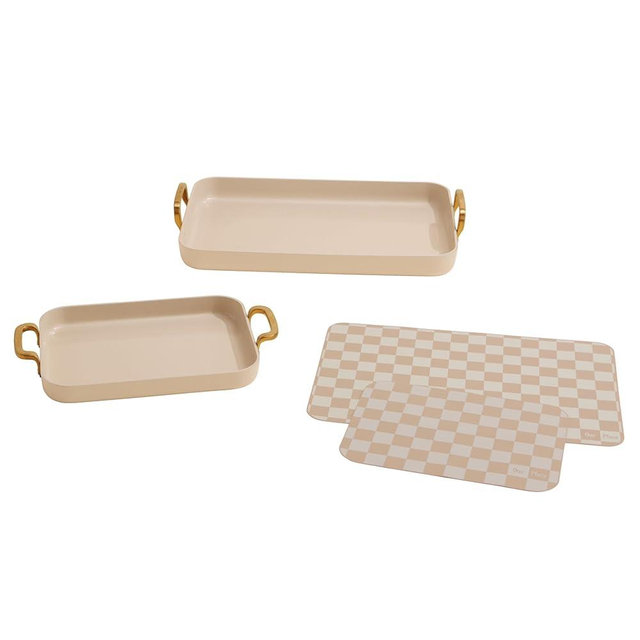 Our Place Essentials 4-Piece Griddle Pan Set | Nonstick Griddle Standard & Mini with Reusable Silicone Oven Mats | Thermakind™ PFAS-Free Nonstick, Oven Safe, Stovetop to Oven Versatility | Cream