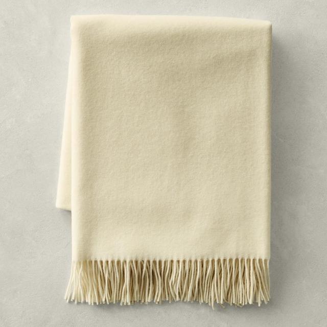 Solid Cashmere Throw, 50" X 65", Ivory