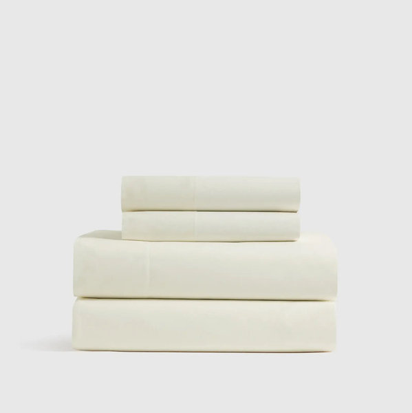 Organic Crisp Percale Sheet Set - Ivory, Queen