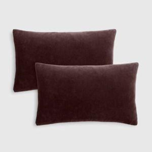 Classic Cotton Velvet Pillow Cover (Set of 2) - Espresso, 12x20