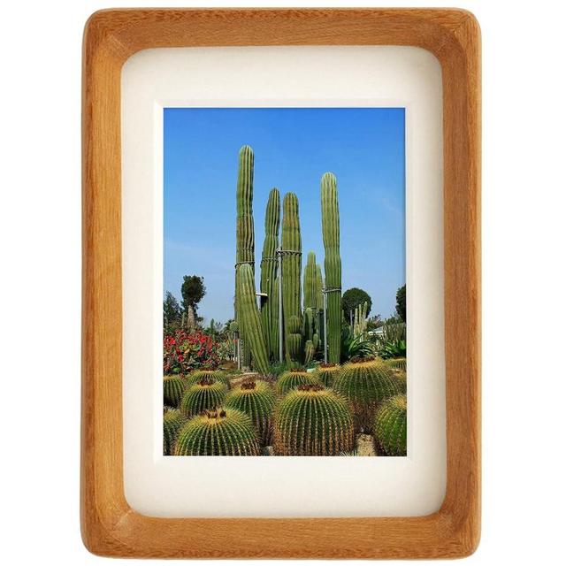 Natural Wood Photo Frames Inspired Tabletop Picture Frame with Mat, Vertical or Horizontal Display (Teak, 5x7 matted to 4x6)
