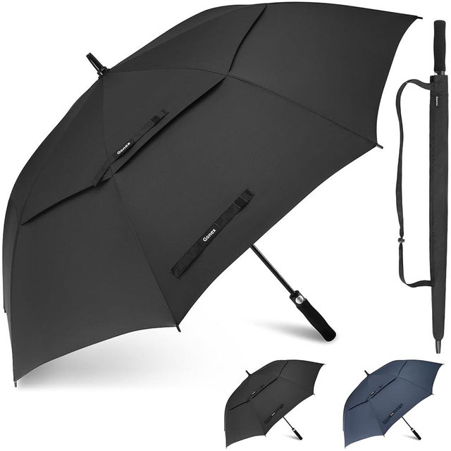 Gonex 54/62/68/72/80 Inch Extra Large Golf Umbrella, Automatic Open Travel Rain Umbrella with Windproof Water Resistant Double Canopy, Oversize Vented Umbrellas for 2-3 Men and UV Protection, Multiple Colors