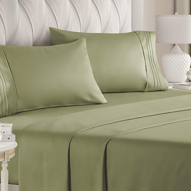 Full Size Sheet Set - 4 Piece Set - Hotel Luxury Bed Sheets - Extra Soft - Deep Pockets - Easy Fit - Breathable & Cooling - Wrinkle Free - Comfy – Sage Green Bed Sheets - Fulls Sheets – 4 PC
