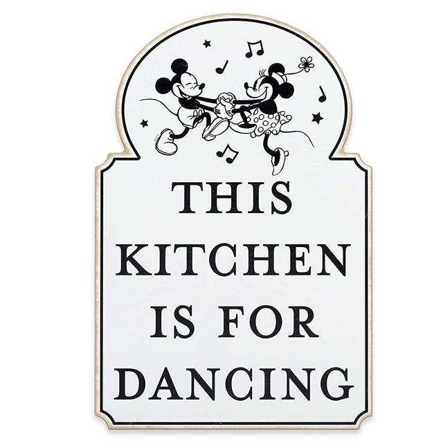 Open Road Brands Disney Mickey and Minnie Mouse This Kitchen is for Dancing Wood Wall Decor - Cute Mickey Mouse Kitchen Wall Art