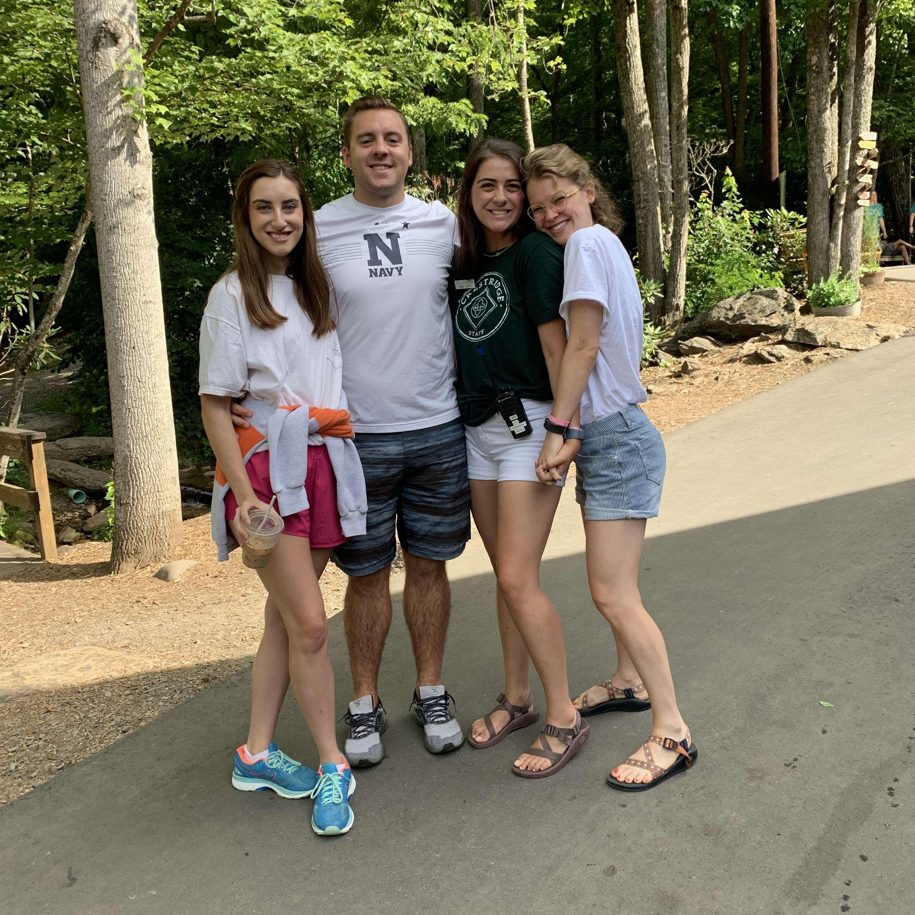 Colin jumped in to help with luggage at camp with Abby's friends Lindsey and Martha!