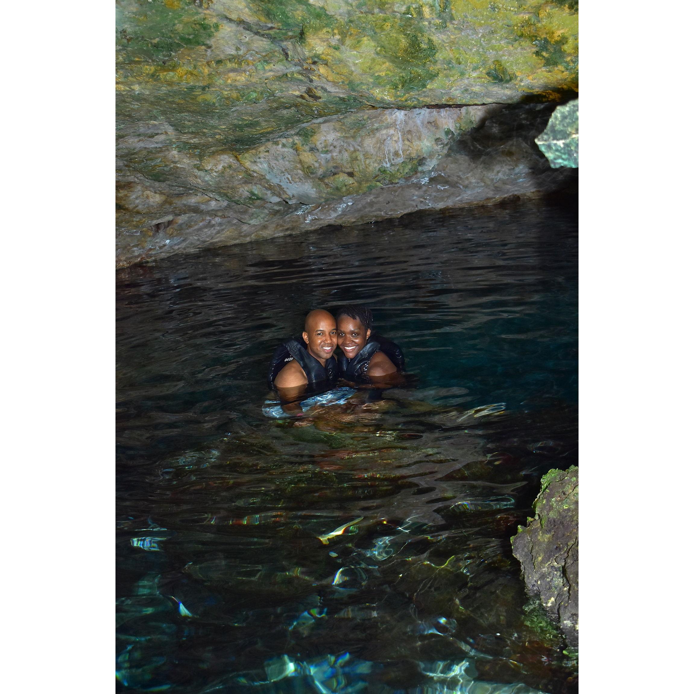 Exploring a cenote in Cancun, Mexico in October 2022.