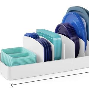 YouCopia StoraLid Food Container Lid Organizer, Expandable with Tall Dividers, White