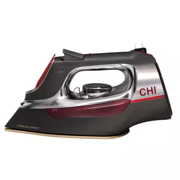CHI Retractable Cord Iron Titanium-Infused Ceramic Soleplate 400-Steam Holes 13106F