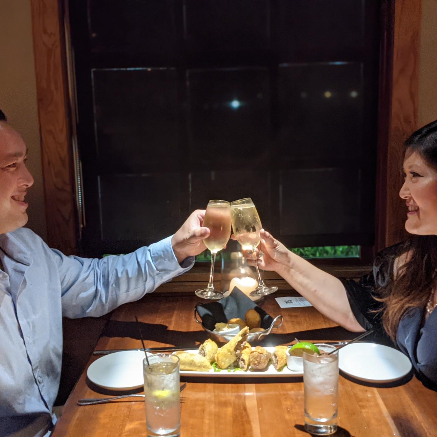 Celebrating our first year together, New Year's 2021. Cheers! 🥂