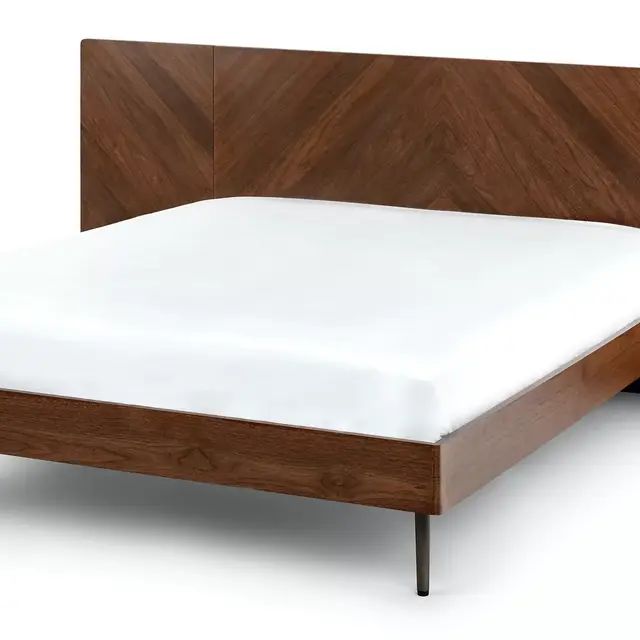 Article Nera Walnut Queen Bed with Nightstands