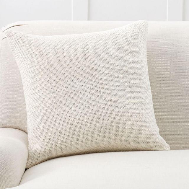 Faye Linen Textured Pillow Cover, 20 x 20", Ivory