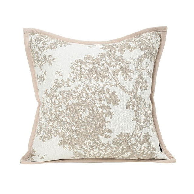 Croker Horse 18x18'' inches Throw Pillow Cushion Covers - White Beige Embroidery Pine Tree Luxury Modern Style Couch Sofa Pillow Cover for Living Room Bedroom