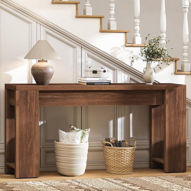 Curlaky 71" Extra Long Console Table, Wood Farmhouse Entryway Table, Plank and Beam Console Tables for Living Room, Entry, Entrance, Behind Couch, Hallway, Foyer, Narrow Sofa Tables for Front Doo