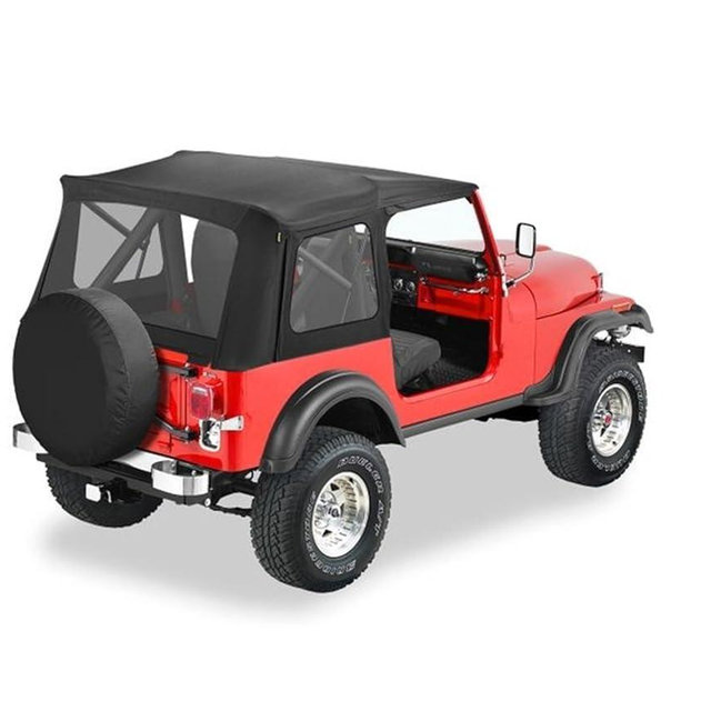 Bestop Supertop Classic - Jeep '76-86 CJ7 / '87-95 Wrangler YJ (Black Denim; Clear Windows)