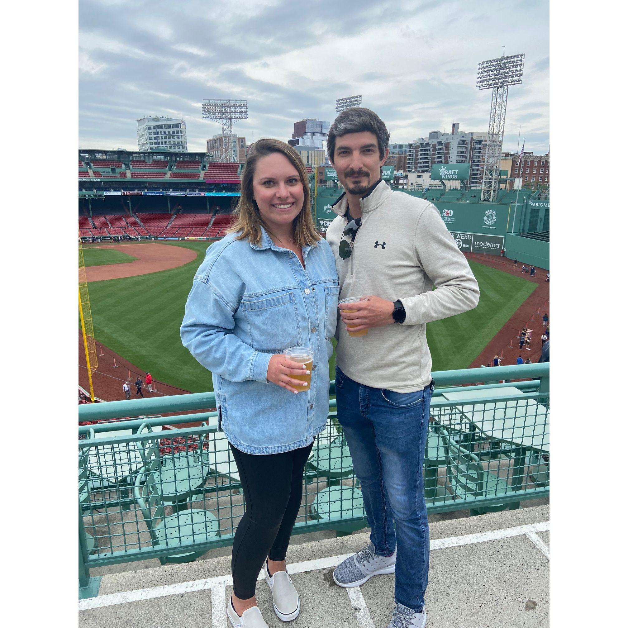 Fenway Park. We got to walk on the field and go in the Green Monster!
