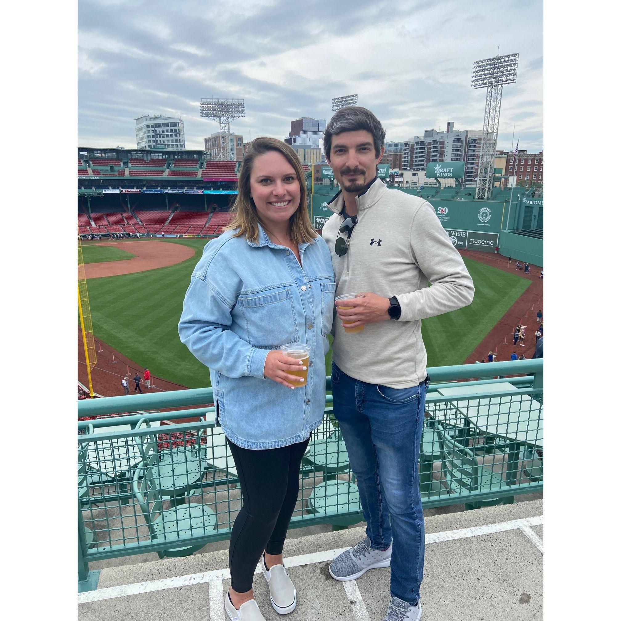 Fenway Park.  We got to walk on the field and go in the Green Monster!