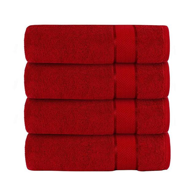 CRAFTBERRY Luxury Bath Towels| 100% Cotton| Ultra Soft, Plush, Thick, Fluffy, Highly Absorbent, Quick Dry| Home, Gym, Pool, Hotel, Shower | Large Towel Set for Bathroom| Set of 4| 30 x 54| Red
