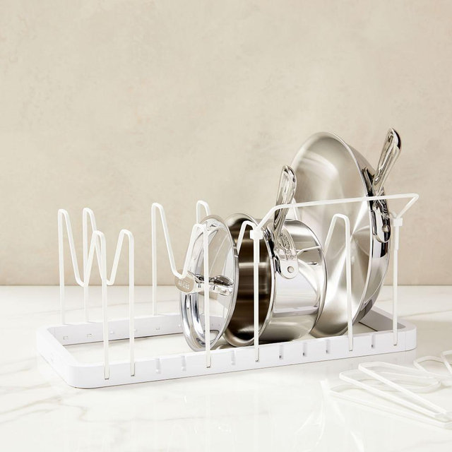 Adjustable Pot Lid + Pan Organizer, White
