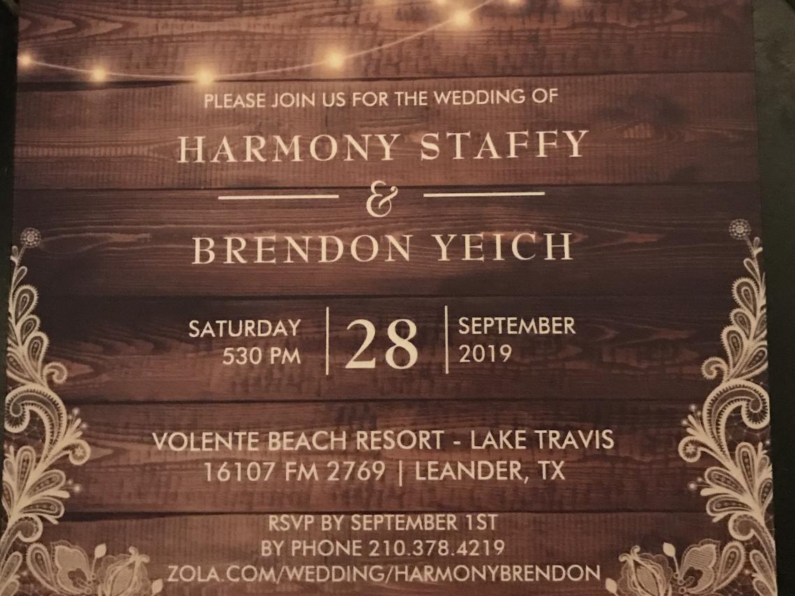 The Wedding Website of Harmony Staffy and Brendon Yeich