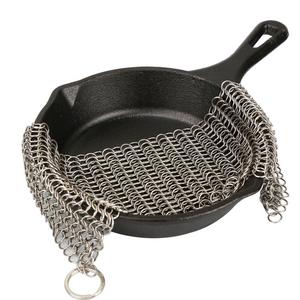LauKingdom Cast Iron Cleaner - XXL 8x8 More Efficient Stainless Steel Chainmail Scrubber