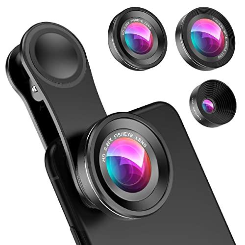 Criacr (2020 Upgraded New Version) Phone Camera Lens, 0.6X Wide Angle Lens, 180°Fisheye Lens, 15X Macro Lens, Clip on Cell Phone Lens Compatible with iPhone/Samsung/Google Pixel etc