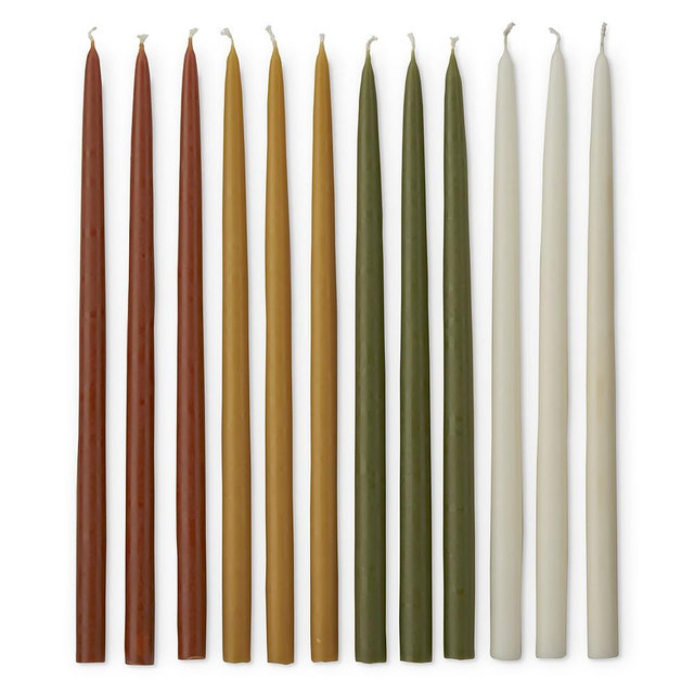 Fall Colored Tiny Taper Candles, Set of 12, Warm