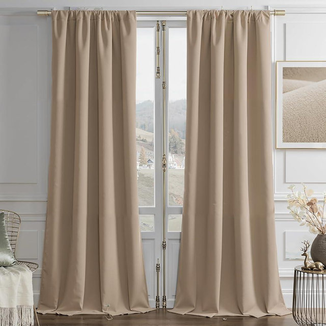 Joydeco Toffee Brown Velvet Curtains 84 Inches 2 Panels, Luxury Thermal Insulated Soft Brown Curtains for Bedroom & Living Room, Room Darkening Velvet Drapes, Rod Pocket (52W x 84L)