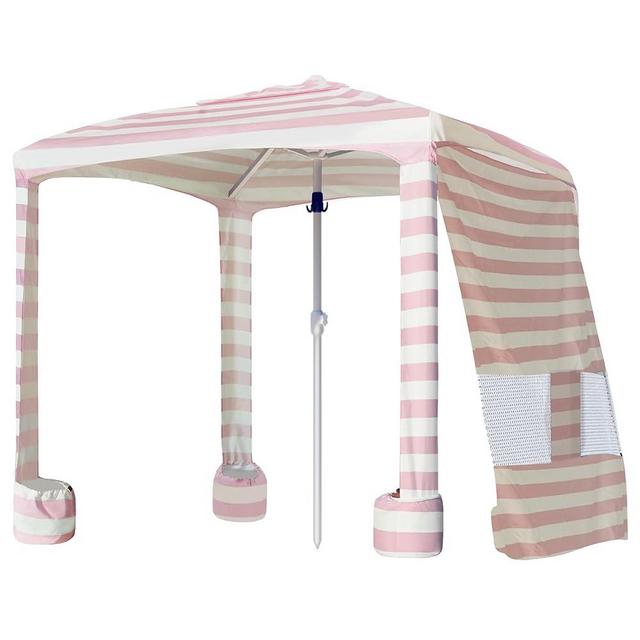 AMMSUN Beach Cabana, 6.2'×6.2' Beach Canopy, Easy Set up and Take Down, Cool Cabana Beach Tent with Sand Pockets, Instant Sun Shelter with Privacy Sunwall, Elegant Pink