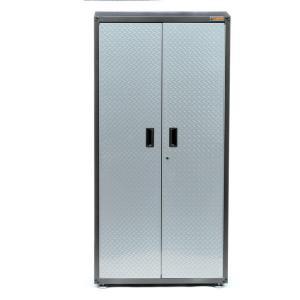 Steel Freestanding Garage Cabinet in Silver Tread 72 in. H x 36 in. W x 18 in. D