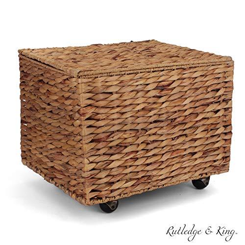 Seagrass Rolling File Cabinet - Home Filing Cabinet - Hanging File Organizer - Home and Office Wicker File Cabinet - Water Hyacinth Storage Basket for File Storage (Natural)