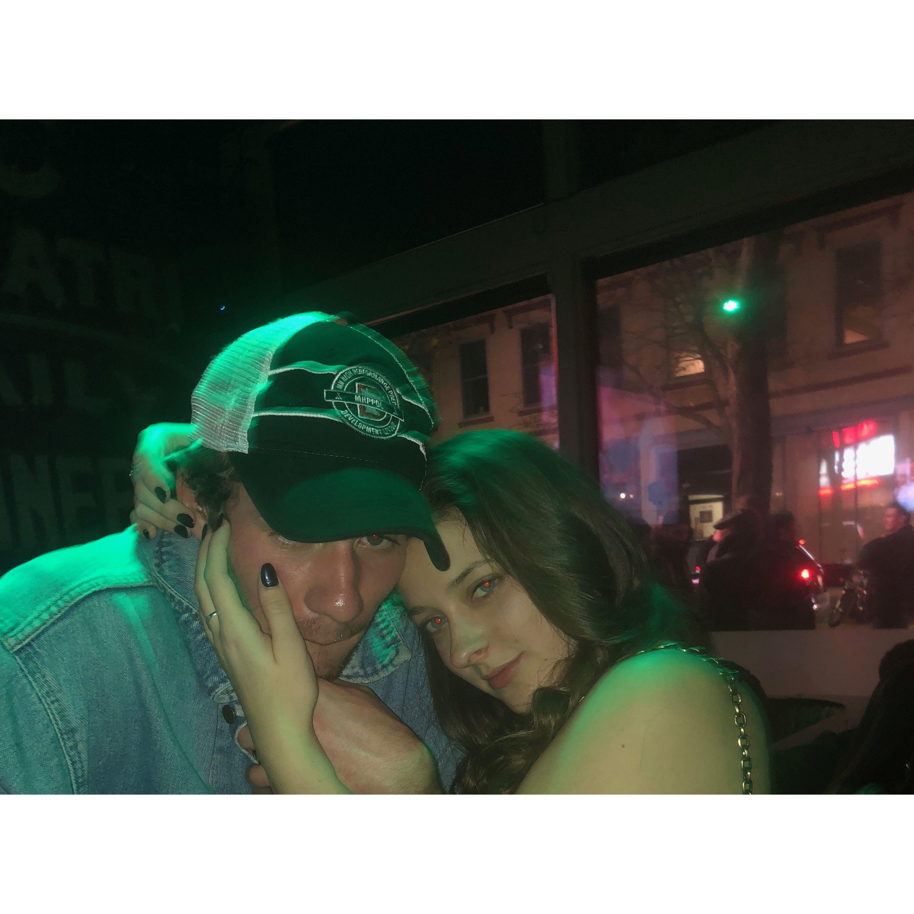 At a work party October 2018 with the PhDs we took this creepy pic we've replicated in years since