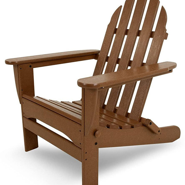 POLYWOOD AD5030TE Classic Folding Adirondack Chair, Height: 35.00" - Width: 29" - Depth: 35.00", Teak
