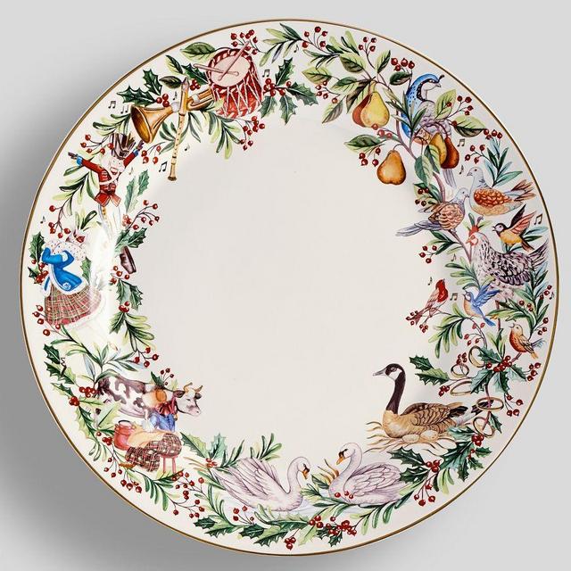 12 Days of Christmas Stoneware Dinner Plates, Set of 4 - White