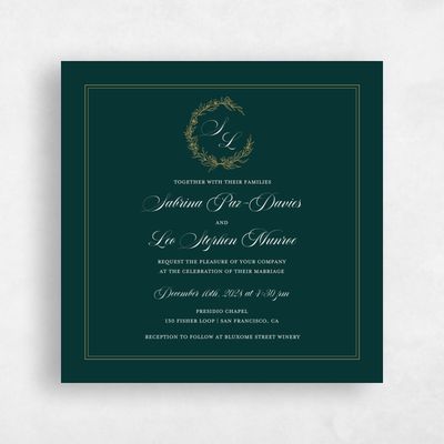 Dark Emerald, Green Wedding Invitation - Goundry Square