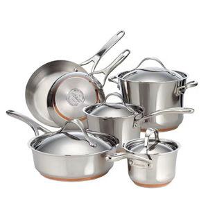 Anolon Nouvelle Copper & Stainless Steel 10-Piece Cookware Set | Dillard's
