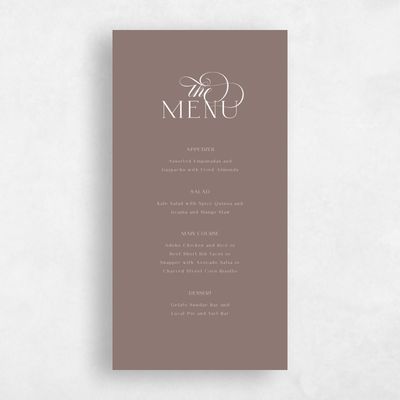 Taupe, Brown Wedding Menu - Hodgson