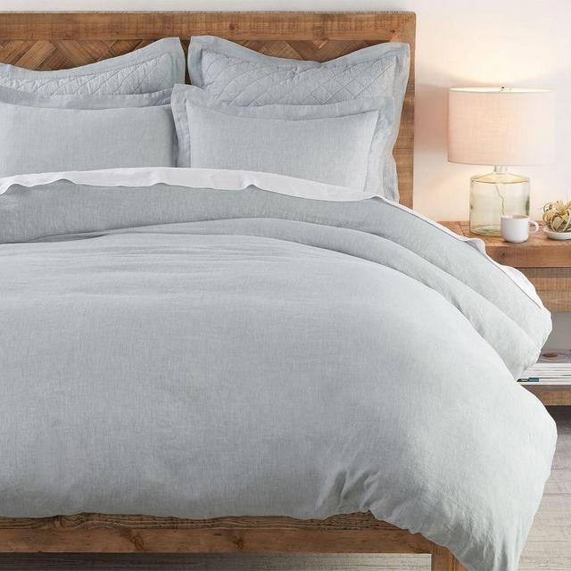 Belgian Flax Linen Duvet Cover, Full/Queen, Mineral Blue