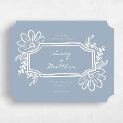 Blue Ticket Wedding Save the Date - Katinka Landscape