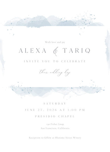 Zortas Portrait | Dusty Blue | Zola Wedding Invitations