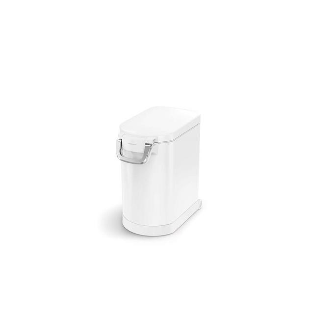 simplehuman 25 Liter, 27 lb / 12.2 kg Medium Pet Food Storage Container for Dog Food, Cat Food, and Bird Feed, White