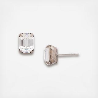 Mini Emerald Cut Stud Earring