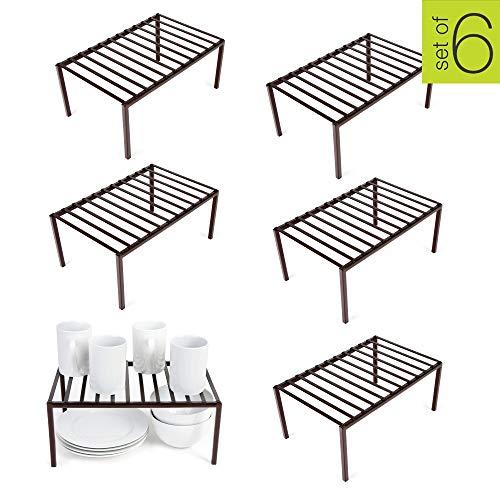 Smart Design Premium Kitchen Storage Shelf w/Plastic Feet - Steel Metal Frame - Rust Resistant Coating - Counter, Pantry, Shelf Organization - Kitchen (Medium, Bronze)