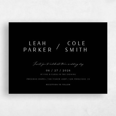 Black Wedding Invitation - Elincourt Landscape