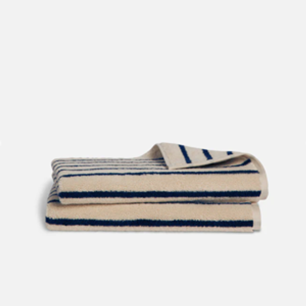 Super-Plush Turkish Cotton Hand Towels - Striped Midnight Navy