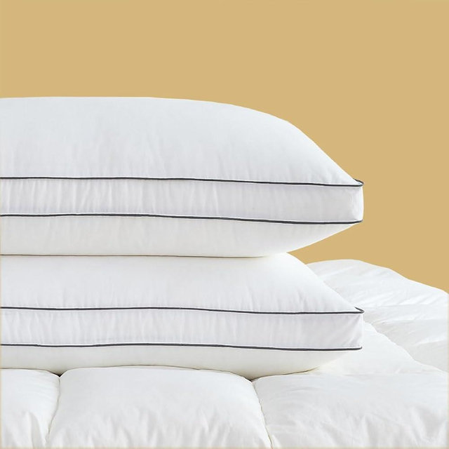 INSPIRE CRAFTER Goose Down Pillows for Neck Pain - Perfect Balance of Softness and Support,Relief for Side and Back Sleepers, Hotel Down Pillows Standard Size Set of 2