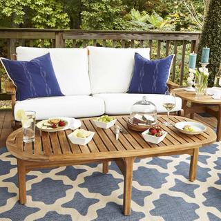 Saratoga Outdoor Teak Wood Oval Coffee Table